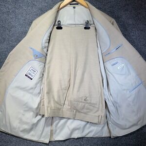 Jos. A. Bank 1905 Tailored Fit Suit Mens 42L 36x32 Tan Cotton Wool Blend Stretch